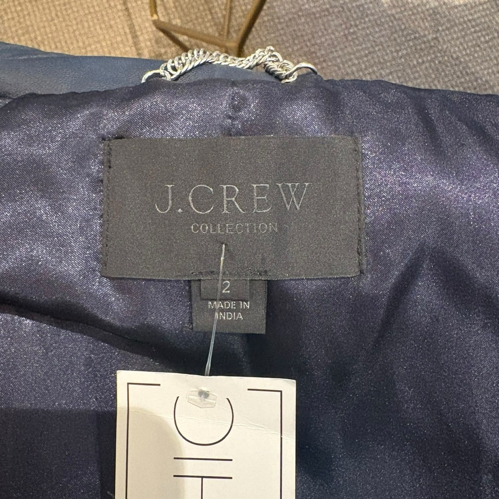 J. Crew Collection Leather Notch Collar Asymmetric Zip-Front Biker Moto Jacket - Picture 4 of 5